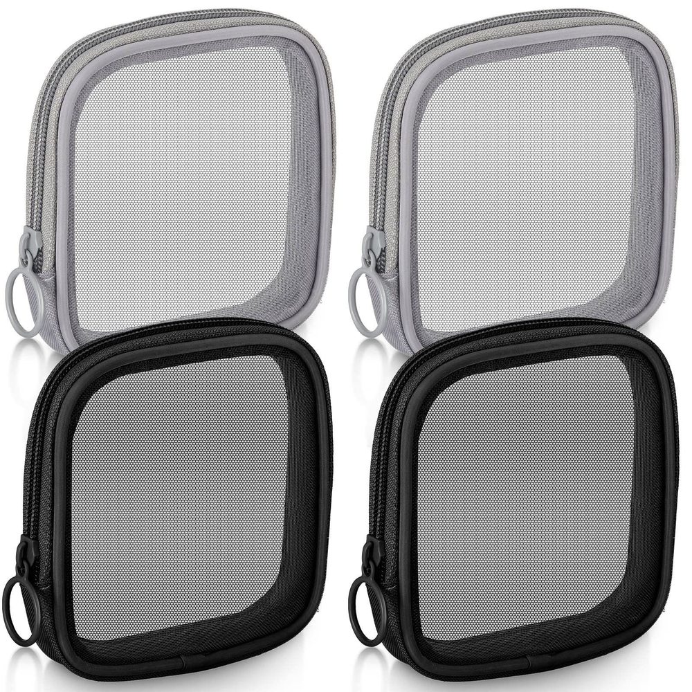 4 Pcs Mesh Makeup Bag Mesh Cosmetic Bag Travel Toiletry Pouch With Zipper Mini😻